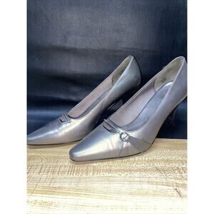 LifeStride Nova Women's Silver Gray 3” Heels Closed Toe Pointy Toe Sz 7M